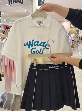 韩国代购正品WAAC25年高尔夫女士休闲运动翻领短袖WWTCM25203