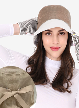 韩国PERA高尔夫男女防晒透气遮阳帽太阳帽折边帽无顶帽折叠帽