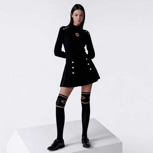 韩国代购UTAA高尔夫25年SS女士运动休闲时尚中筒袜UF0GSF161BK