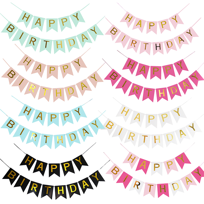 happy birthday拉旗儿童生日布置派对装饰字母鱼尾拉旗热销爆款