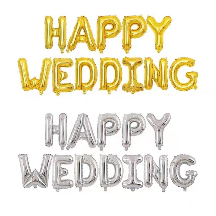 新婚快乐happy wedding求婚铝膜气球生日婚房婚礼布置