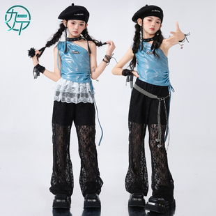 女童爵士舞服装女团时髦露肩背心jazz舞蹈服韩舞打歌舞演出服套装