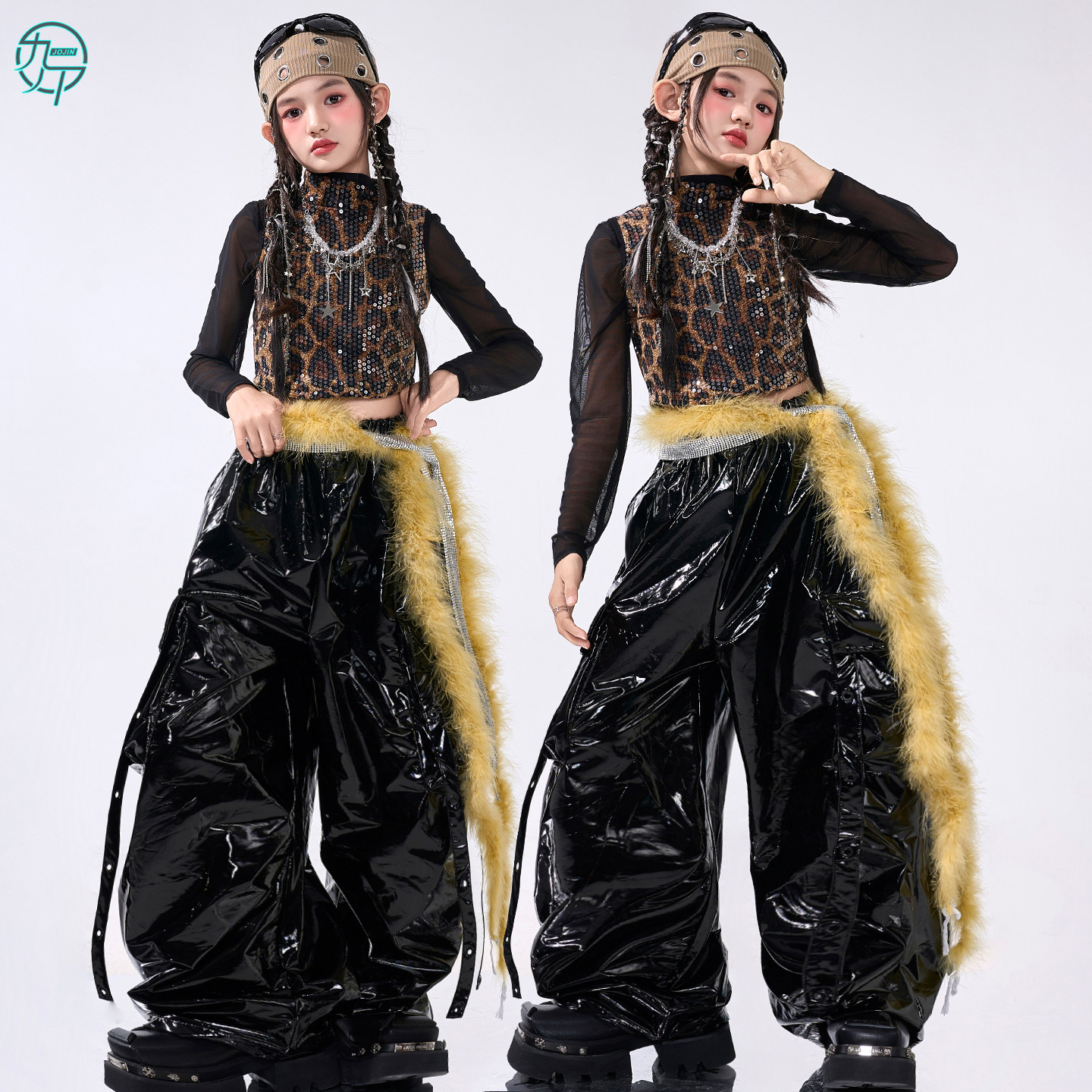女团时髦爵士舞服辣妹亮片背心皮裤jazz舞台走秀服女童街舞演出服,童装/婴儿装/亲子装,儿童演出服,淘宝优惠券,粉丝福利购,淘宝优惠卷