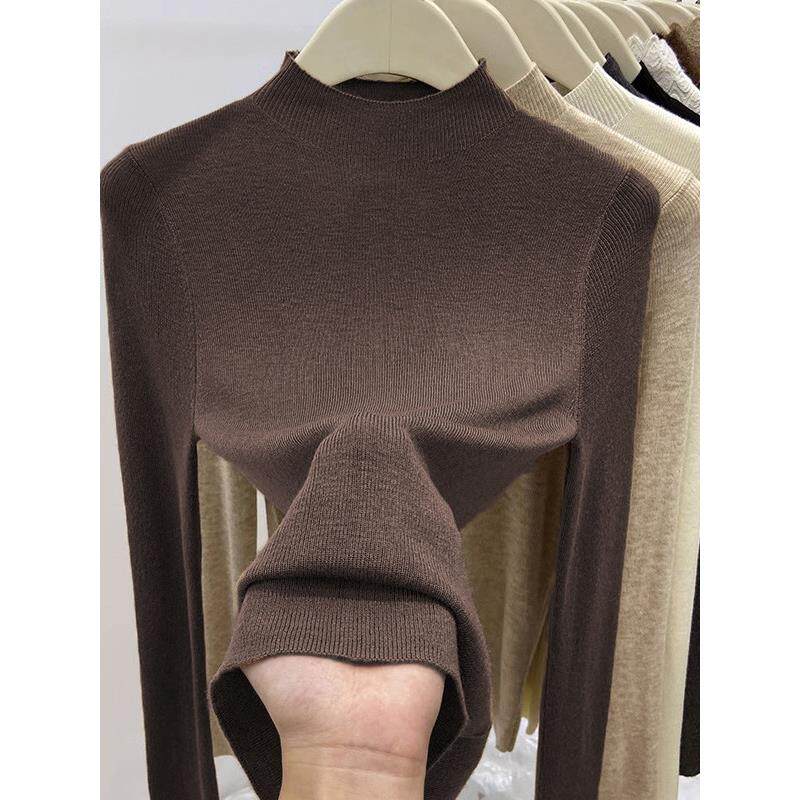 秋冬高级感羊毛衫女新款半高领针织衫修身套头毛衣内搭中领打底衫