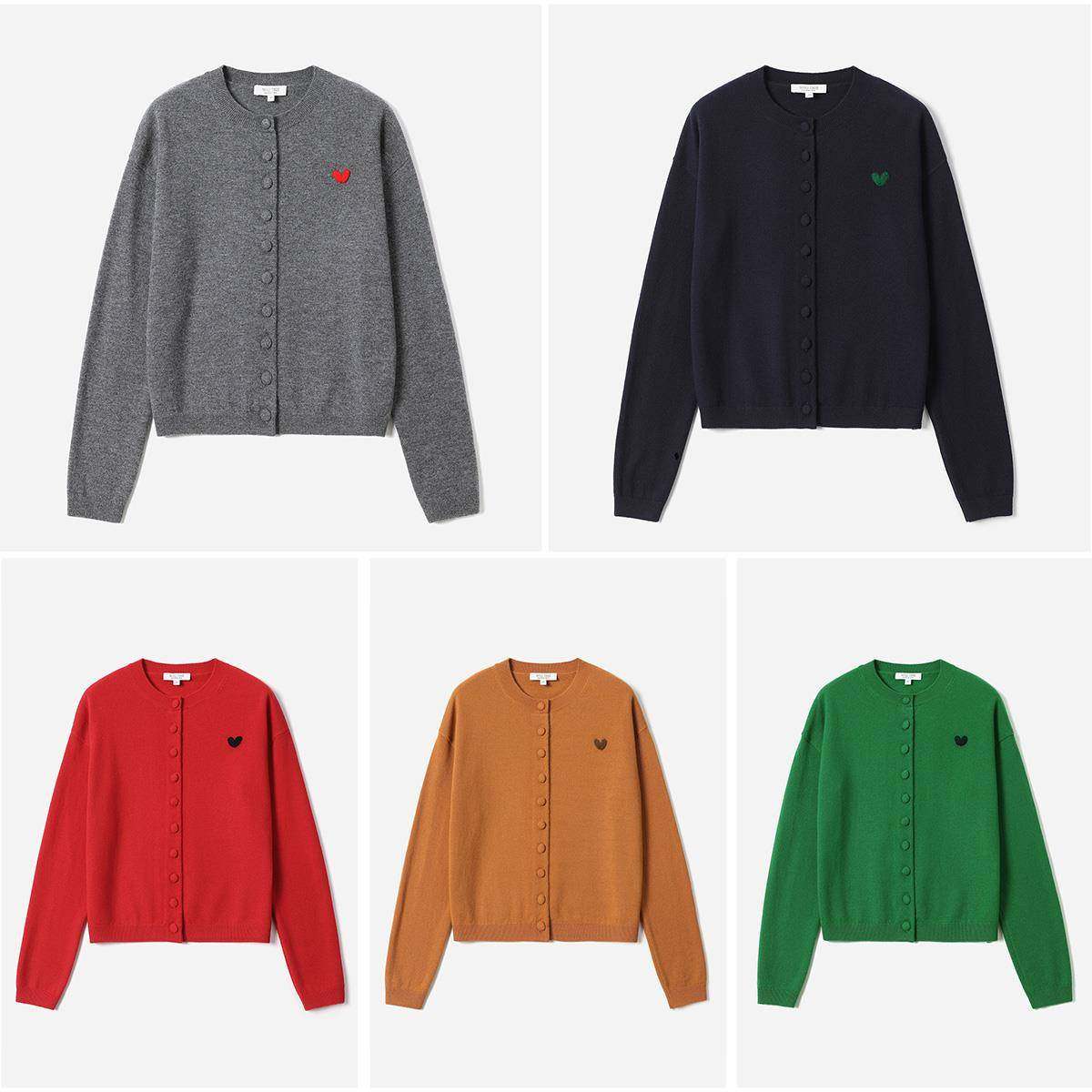 #WZK08122茉莉雅集 怦然心动爱心手工绣花全羊毛覆古奶奶针织开衫