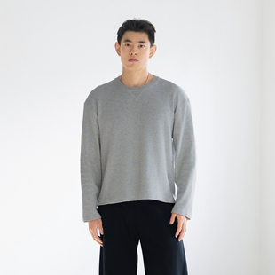 DRIOTOPIA2025秋冬新品华夫格长袖男宽松运动卫衣弹力休闲打底衫