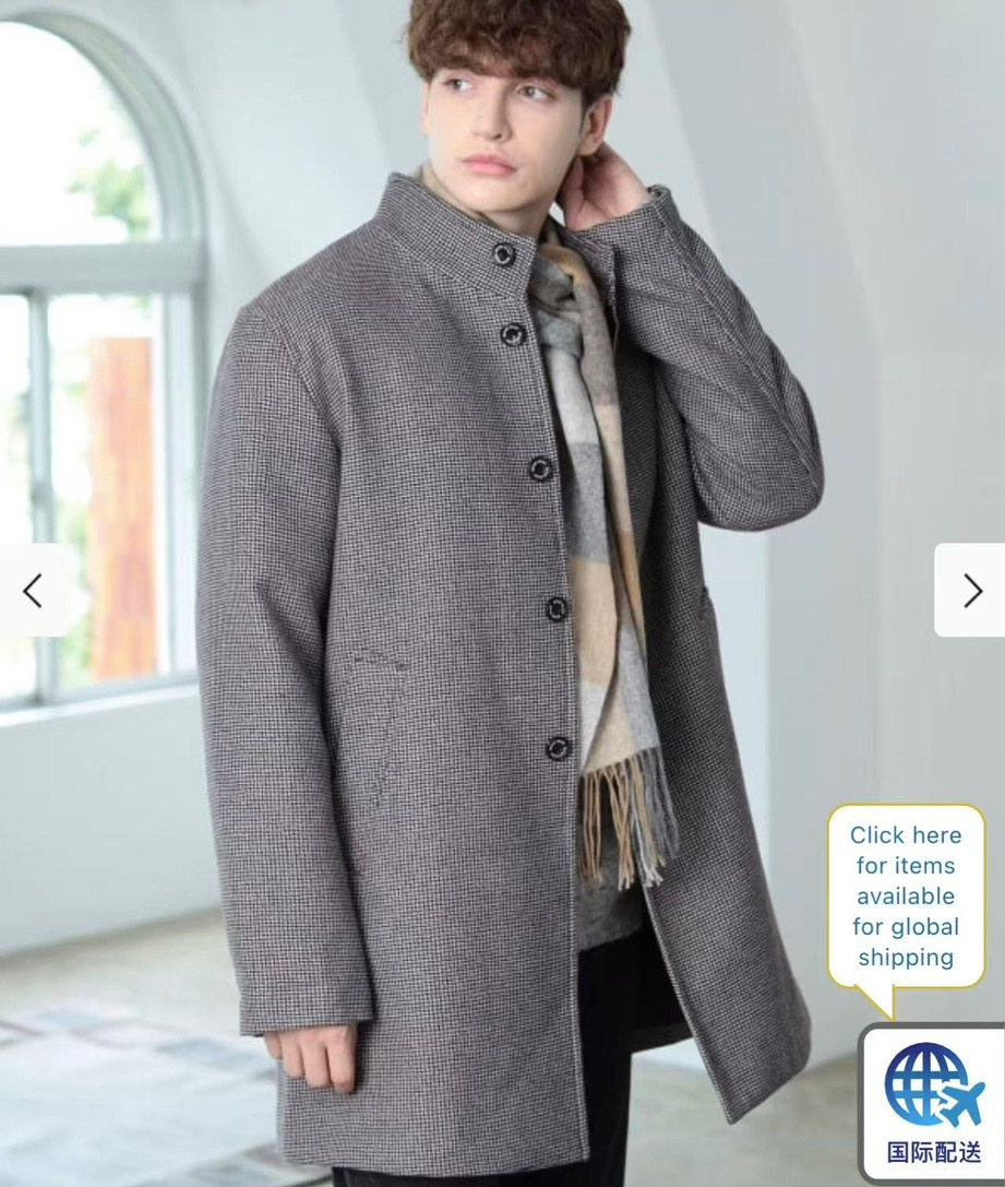 4件7折 日单潮牌beams heart外贸男装毛呢大衣外套中长款毛呢大衣