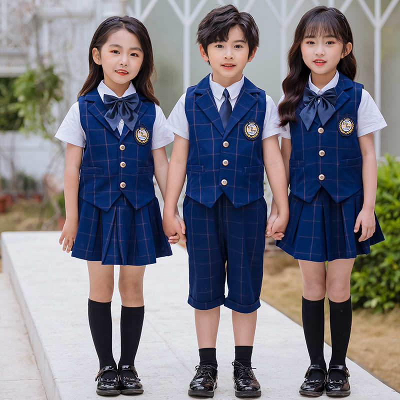 小学生校服夏季学院风马甲套装儿童毕业班服幼儿园园服夏装英伦风