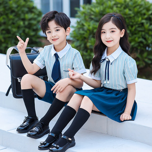 校服套装小学生夏季英伦风短袖班服幼儿园园服夏季儿童毕业照新品