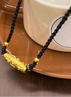 金包银古法沙金九眼天珠吊坠项链