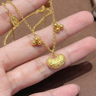 金包银项链硕果累累小锁包吊坠5D黄色金包银小锦鲤吉利百搭送礼物