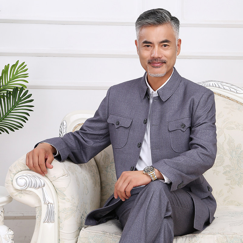 百力尼夏季薄款中山装中老年老人