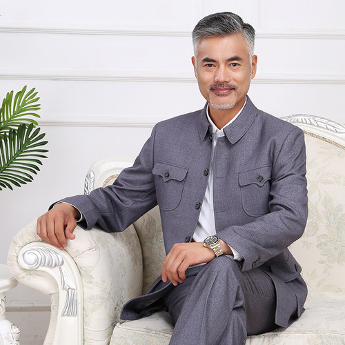 百力尼夏季薄款中山装中老年老人