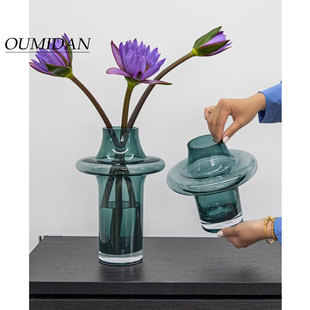 透明轻奢玻璃花瓶高级感插花装饰现代风客厅餐桌玄关简约艺术摆件