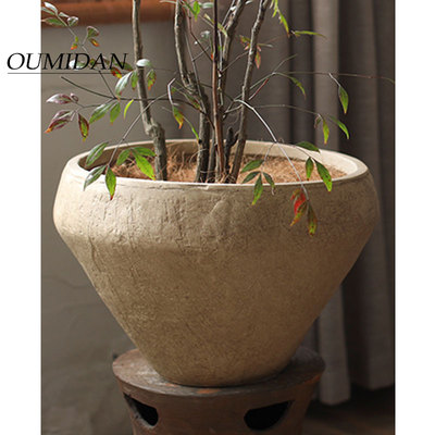 复古镁泥花盆诧寂风大口径花器户