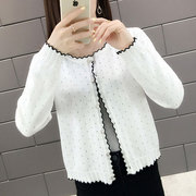 Knitted white outer cardigan women's summer 2022 new thin section short section hollow spring and autumn foreign style shawl small coat