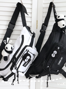 韩版ins风工装胸包男女通用机能斜挎包滑板包骑行休闲运动腰包潮