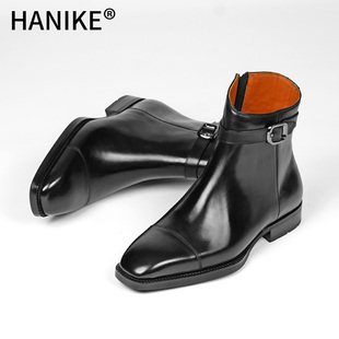 哈尼珂复古焦特布尔靴男士马丁靴真皮春夏短靴英伦风时尚手工皮靴