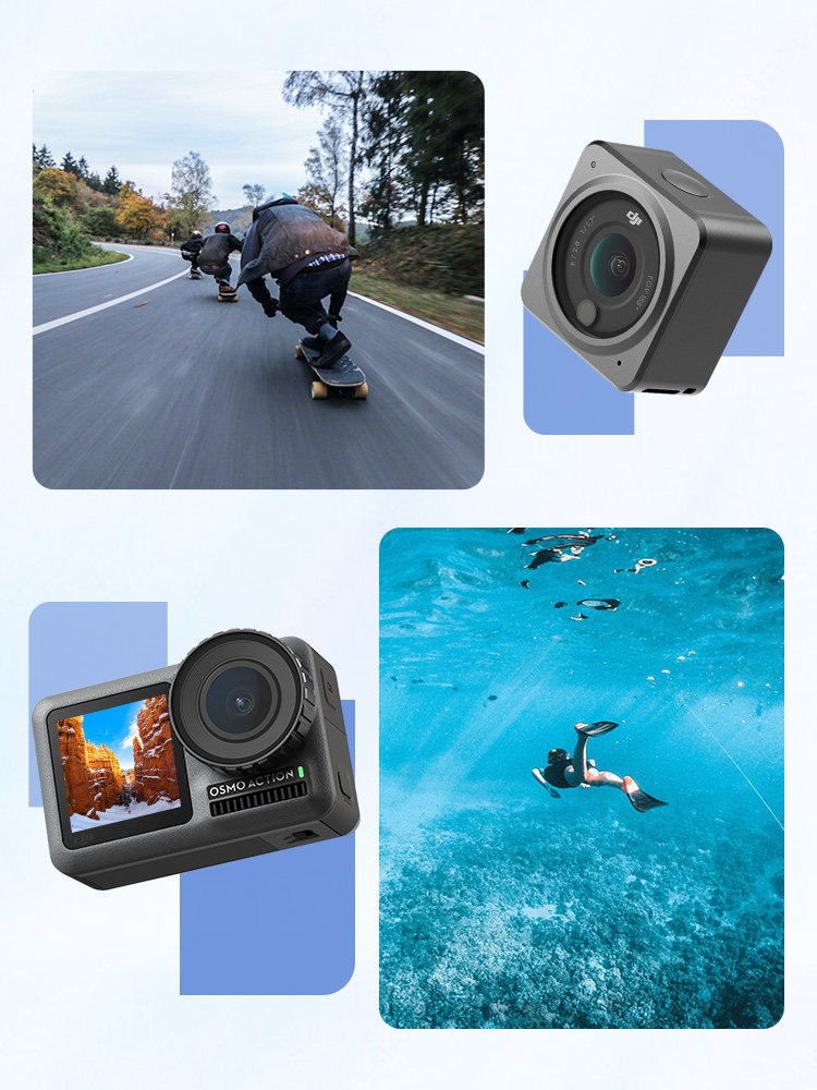 DJI|DJI ACTION4 액션 카메라 OSMO3 세대 고화질 듀얼 스크린 라이딩 손떨림 방지 레코더 카메라