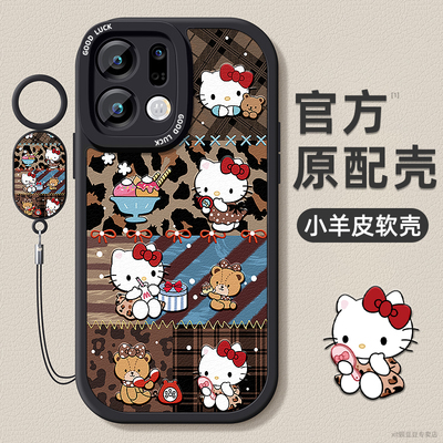 卡通小猫适用oppofindx9手机壳小羊皮findx9pro保护套带挂绳硅胶软边镜头全包超薄防摔男女新款外壳高级好看