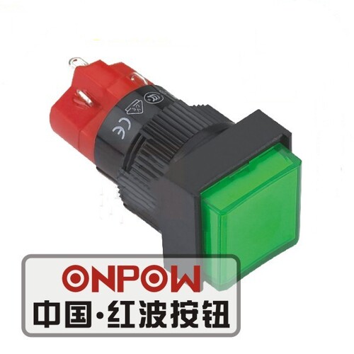 ONPOW中国红波按钮LAS1F-11复位方形带灯按键开关车间设备使用