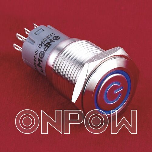 ONPOW红波按钮开关LAS2GQPF自锁复位小启动按钮电源电脑用开关键