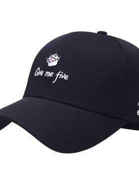 显脸小透气防紫外线棒球帽女圆脸大脸适合的帽子韩版百搭黑鸭舌帽