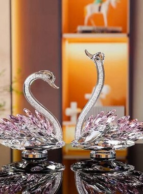 厂家直销水晶摆件天鹅婚庆礼物家居装饰开业摆件情人节礼品新居