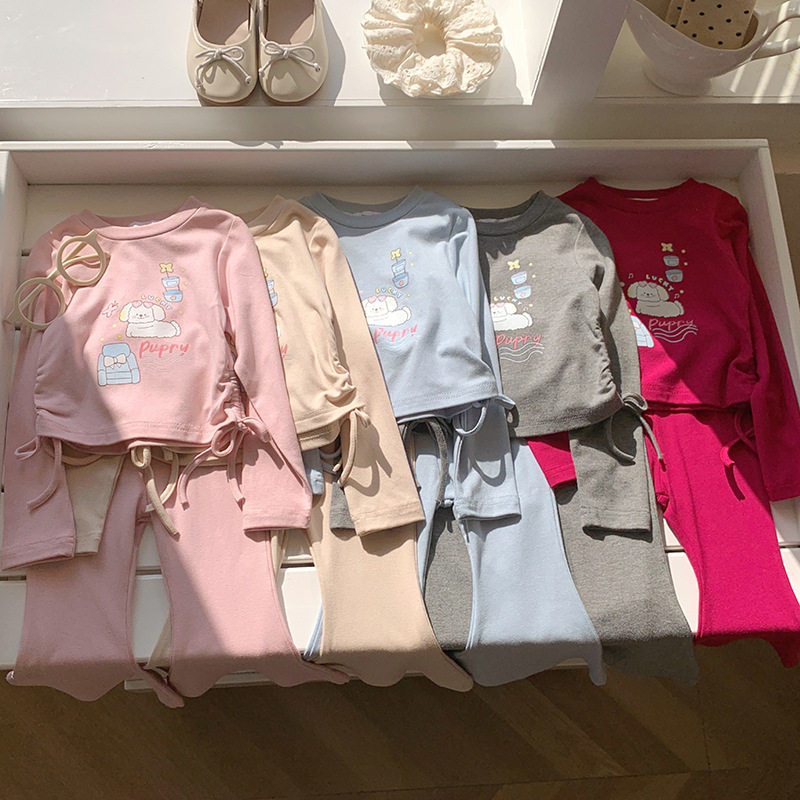 2025秋季韩版洋气套装长袖长裤批发休闲修身喇叭裤女童印花套装,童装/婴儿装/亲子装,套装,淘宝优惠券,粉丝福利购,淘宝优惠卷