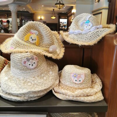 上海迪士尼乐园玲娜贝儿星黛露雪莉玫达菲草编帽遮阳帽帽子