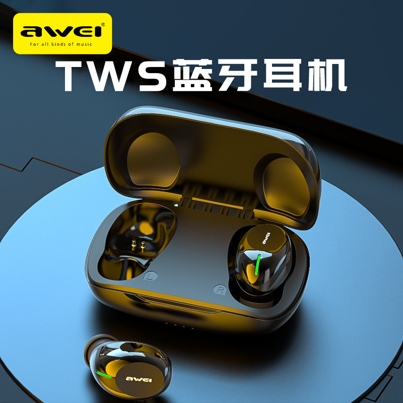 AWEI私模真无线蓝牙HiFi耳机 触碰重低音零游戏运动无线耳机
