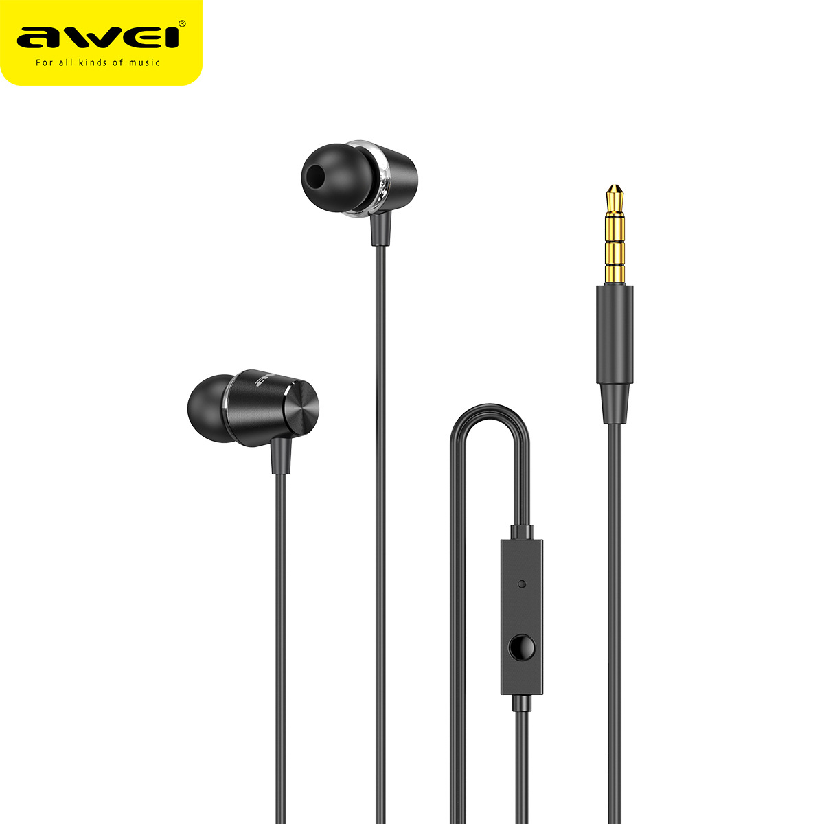 AWEI用维入耳式HiFi音质PC-2有线耳机 3.5口可接听电话带麦耳机