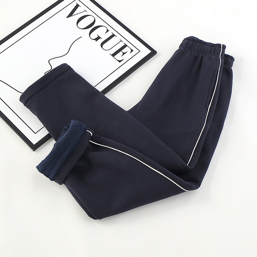 儿童双层校服裤子秋冬季保暖休闲运动裤男女中大童加绒加厚棉裤