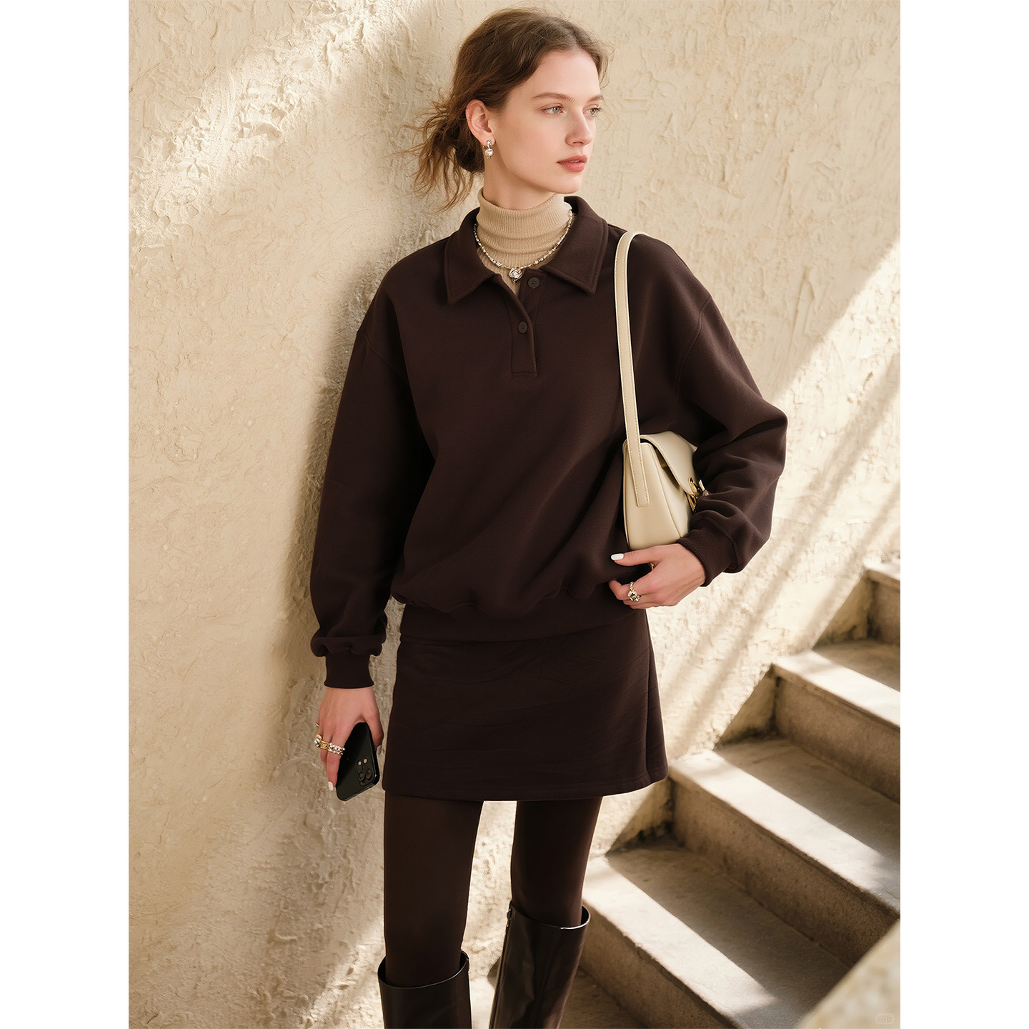 深咖色羊毛卫衣套装女2026年春季新款通勤百搭上衣半身裙两件套,女装/女士精品,时尚套装,淘宝优惠券,粉丝福利购,淘宝优惠卷