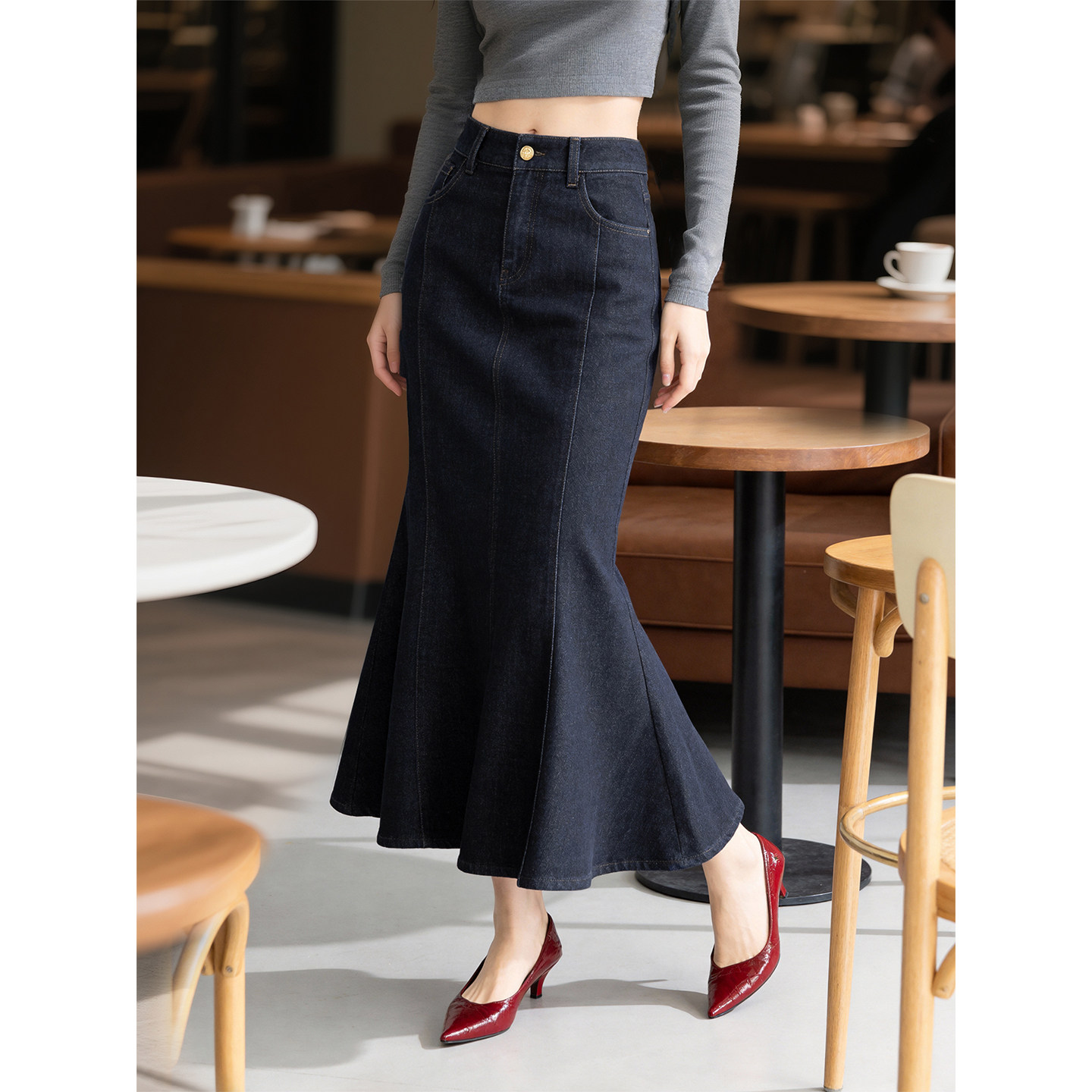 复古高腰牛仔鱼尾半身裙女2026年春季新款显瘦包臀中长款气质裙子