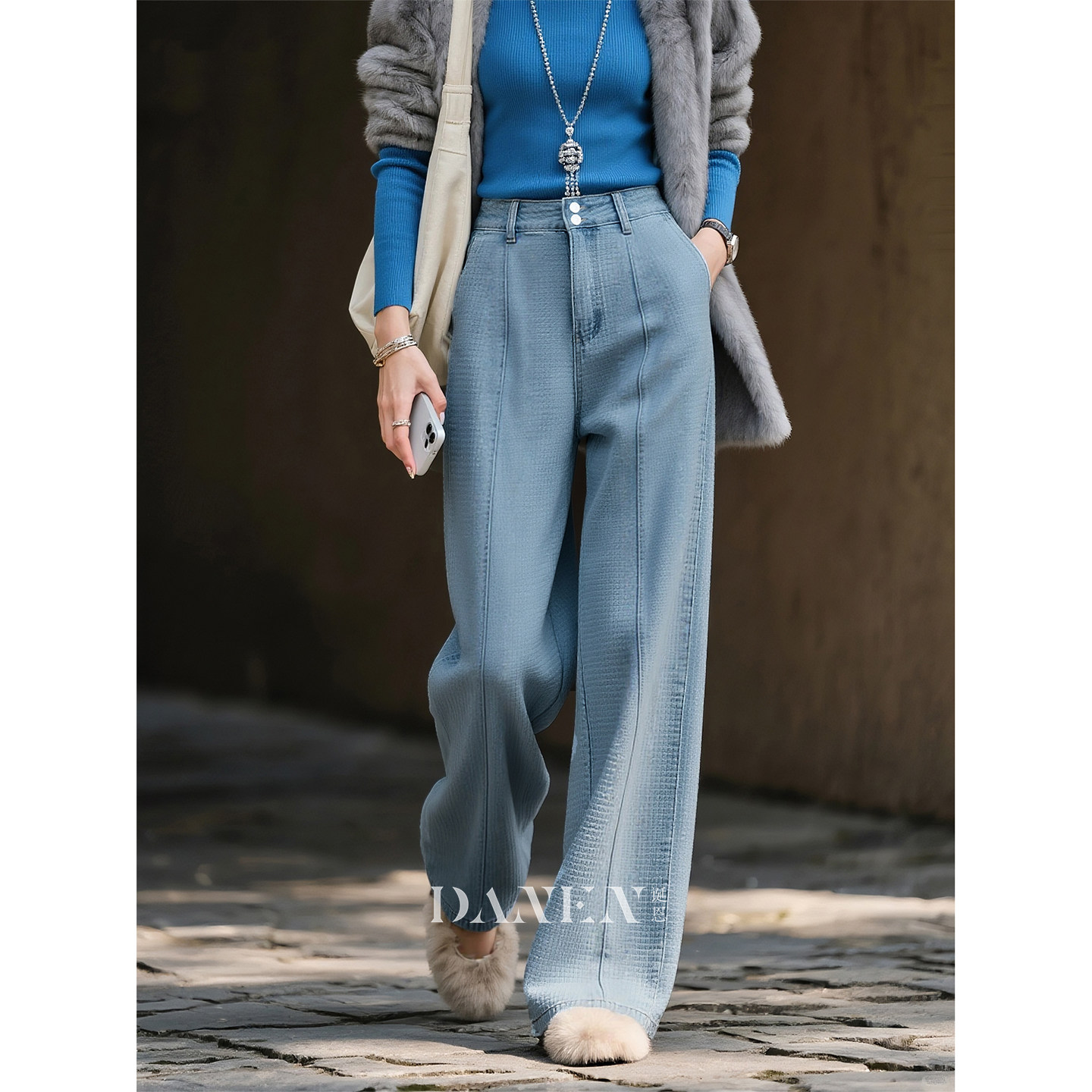 复古蓝时尚高腰直筒牛仔裤女2026年春季新款显瘦宽松百搭阔腿长裤,女装/女士精品,牛仔裤,淘宝优惠券,粉丝福利购,淘宝优惠卷