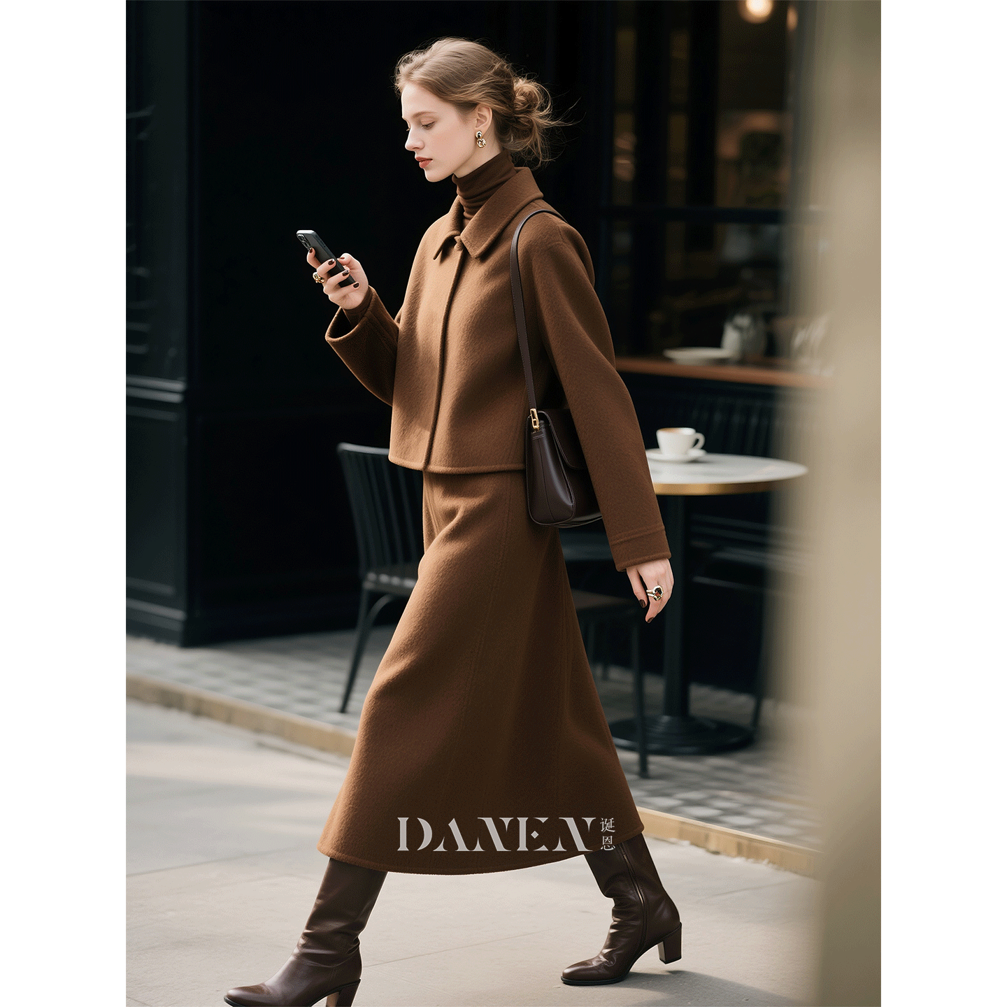 棕色羊毛套装女秋冬2026超火冬装一整套双面呢外套半身裙两件套,女装/女士精品,时尚套装,淘宝优惠券,粉丝福利购,淘宝优惠卷