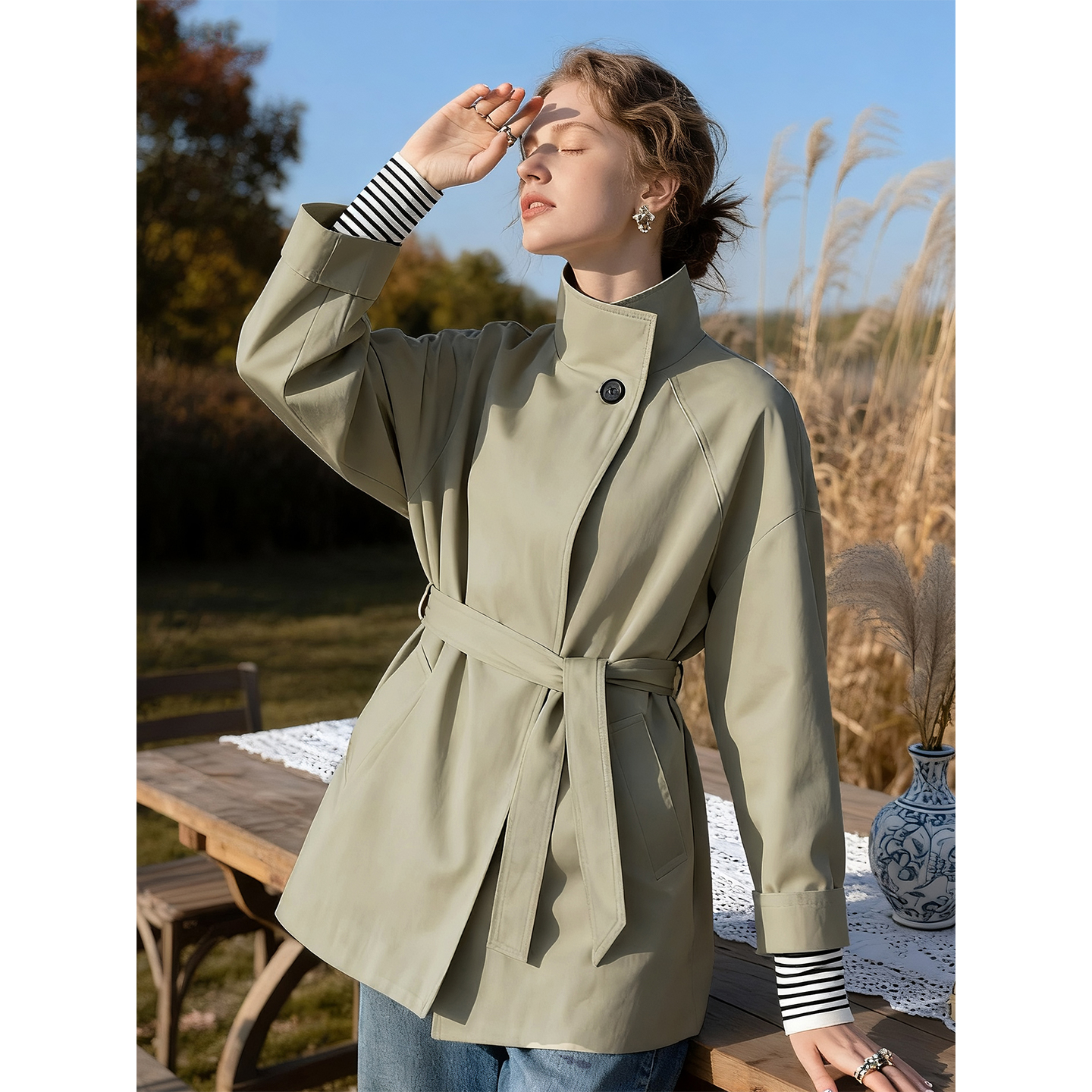 卡其色风衣外套女2025年秋冬新款