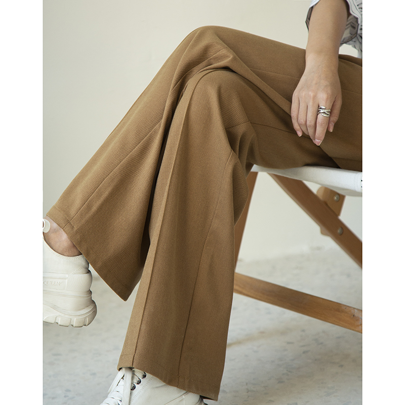 卡其色阔腿裤女2025年春秋新款