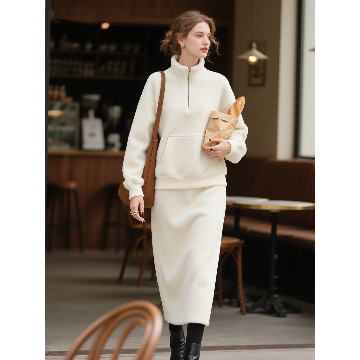 白色卫衣套装女2025年秋冬新款