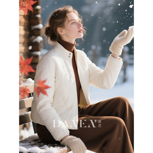 白色立领棉服女2026年秋冬新款设计感小众小个子短款拉链款外套