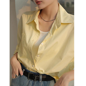新款 鹅黄色纯棉衬衫 女2026年春季 内搭叠穿全棉衬衣轻奢高级感上衣