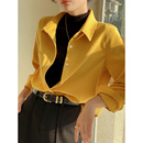 衬衣磨毛上衣 加厚内搭叠穿长袖 姜黄色灯芯绒衬衫 女2025年秋冬新款