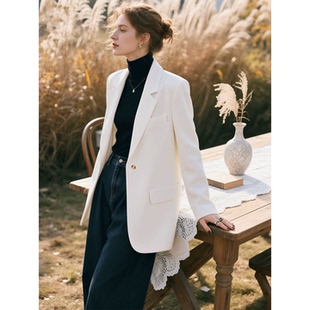 高级感气质职业通勤小个子休闲西服 新款 白色西装 外套女2026年春季