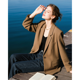 高级感通勤百搭轻熟风长袖 新款 西服 外套女2026年春季 卡其色西装