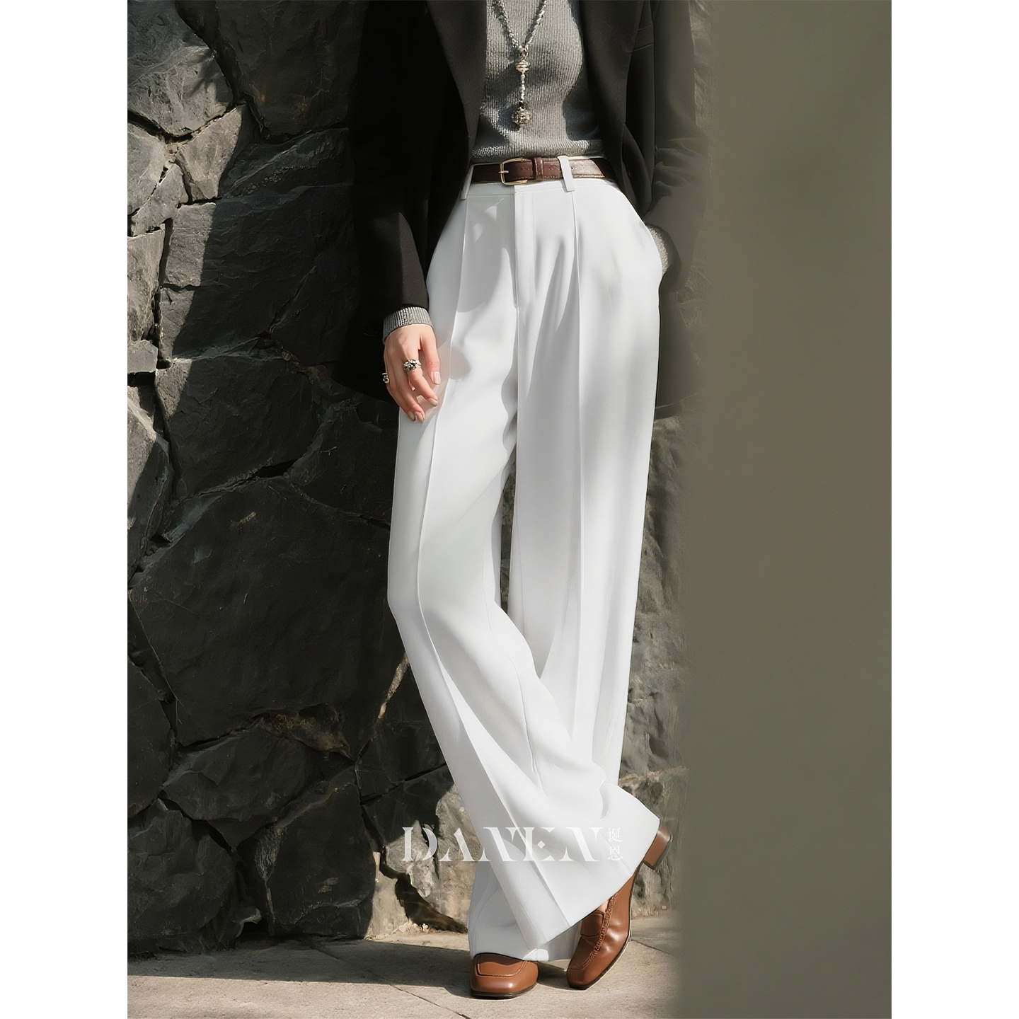 白色通勤阔腿裤女2025年秋冬新款