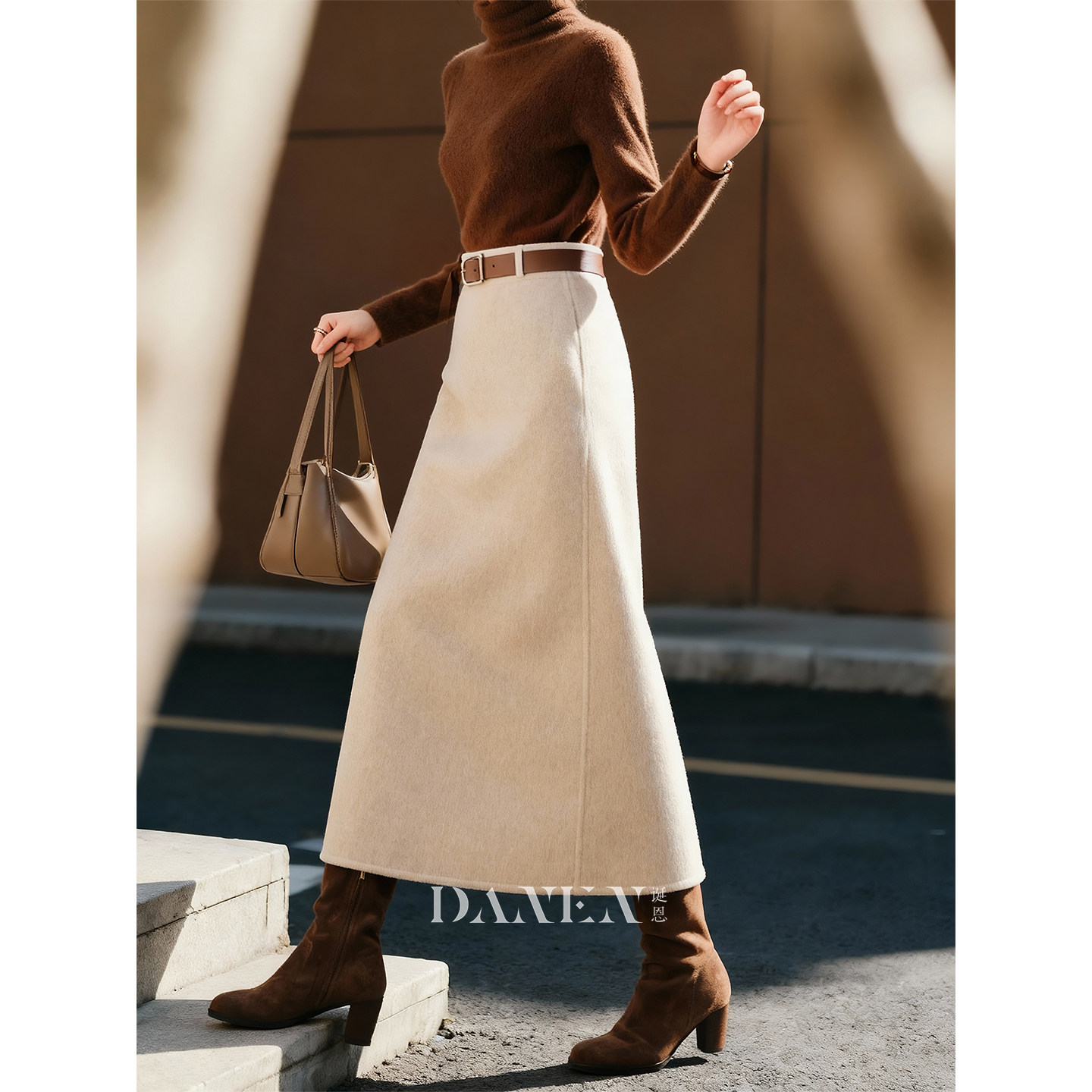 燕麦色绵羊毛毛呢高腰半身裙女2026秋冬新款简约百搭长款直筒裙子,女装/女士精品,半身裙,淘宝优惠券,粉丝福利购,淘宝优惠卷