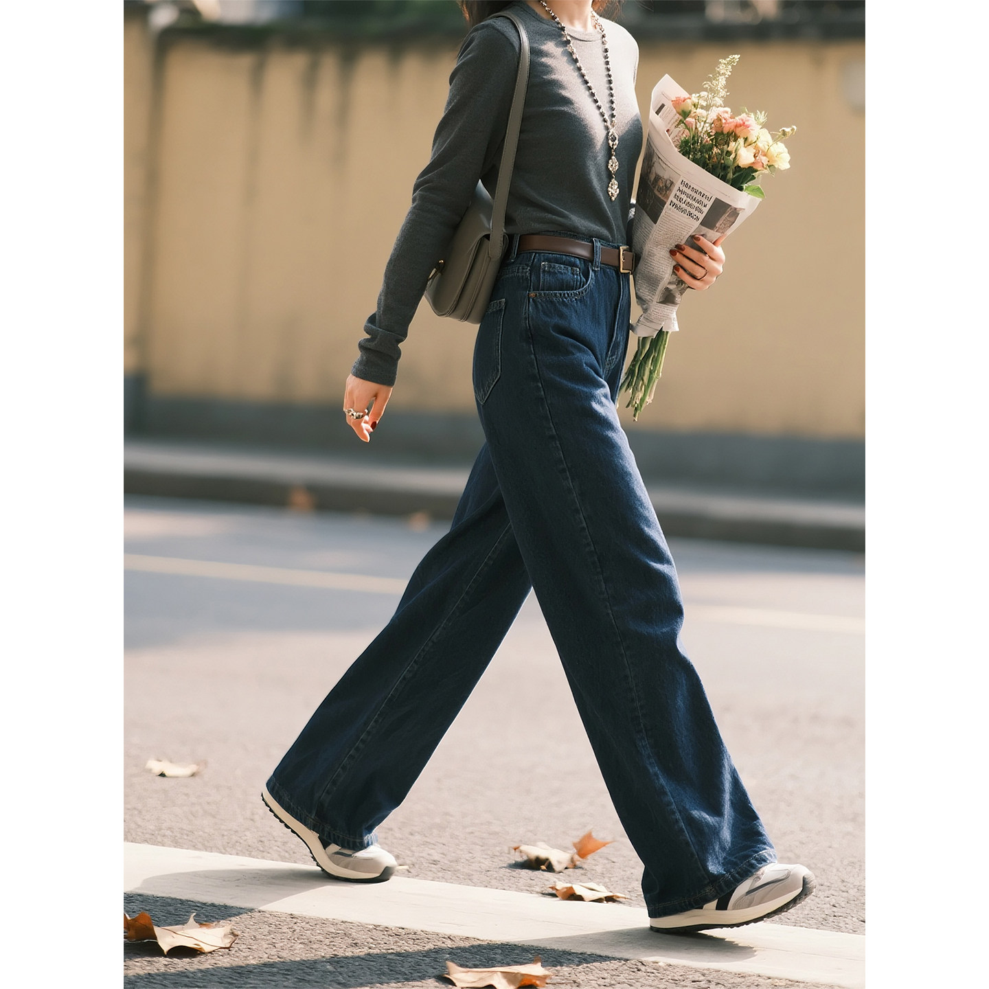 薄绒款深蓝色牛仔阔腿裤女2026春季新款时尚简约潮流直筒拖地长裤,女装/女士精品,牛仔裤,淘宝优惠券,粉丝福利购,淘宝优惠卷