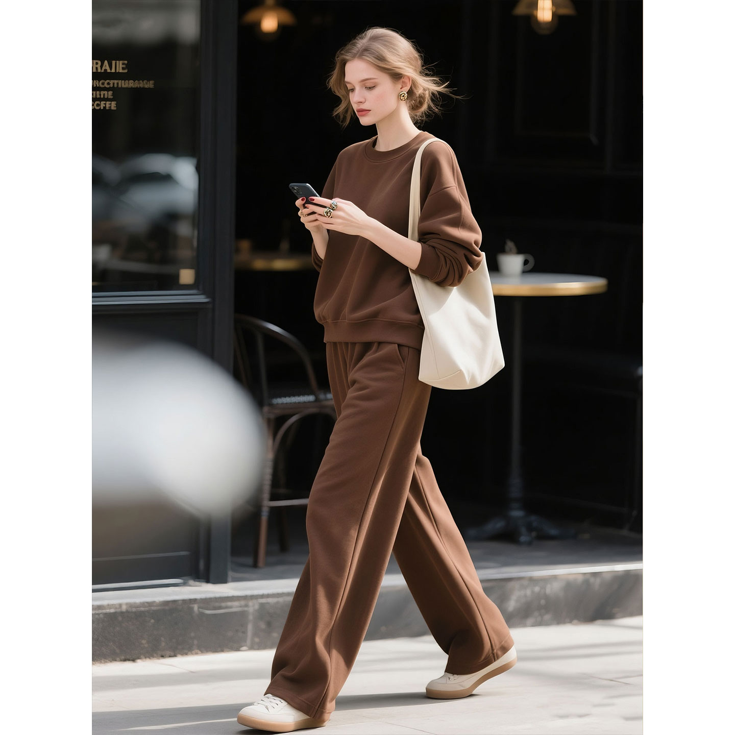 棕色休闲卫衣套装女秋季两件套