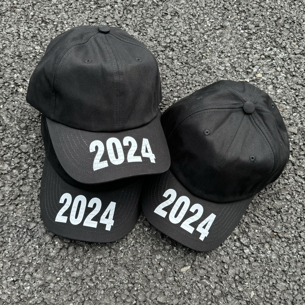 Kanye West侃爷2024数字黑色软顶魔术贴棒球帽鸭舌帽男高街帽子夏